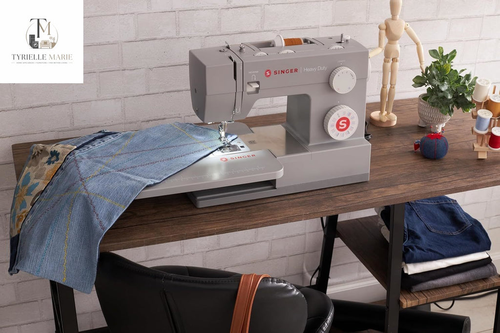 4452 Heavy Duty Sewing Machine Bundle – 1,100 Stitches/Min, 110 Stitch Applications, Extension Table & Bonus Presser Feet