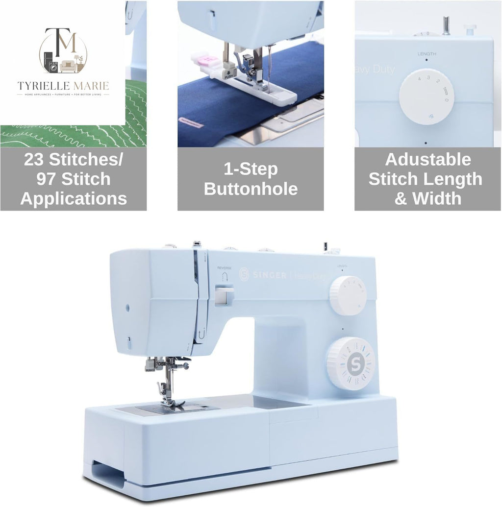 4423 Meltwater Blue Heavy Duty Sewing Machine – 1,100 Stitches/Min, 97 Stitch Applications, 50% More Power & Accessories