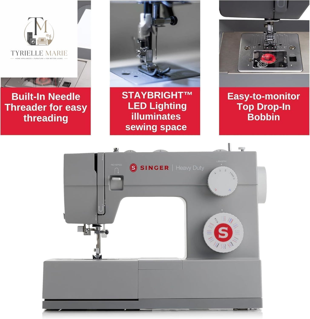 4452 Heavy Duty Sewing Machine Bundle – 1,100 Stitches/Min, 110 Stitch Applications, Extension Table & Bonus Presser Feet