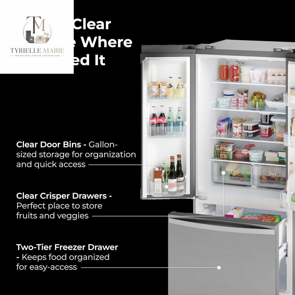 Kenmore 17.5 Cu. Ft. French Door Refrigerator – 30" Counter-Depth, Fingerprint-Resistant Stainless Steel, Ice Maker & ENERGY STAR