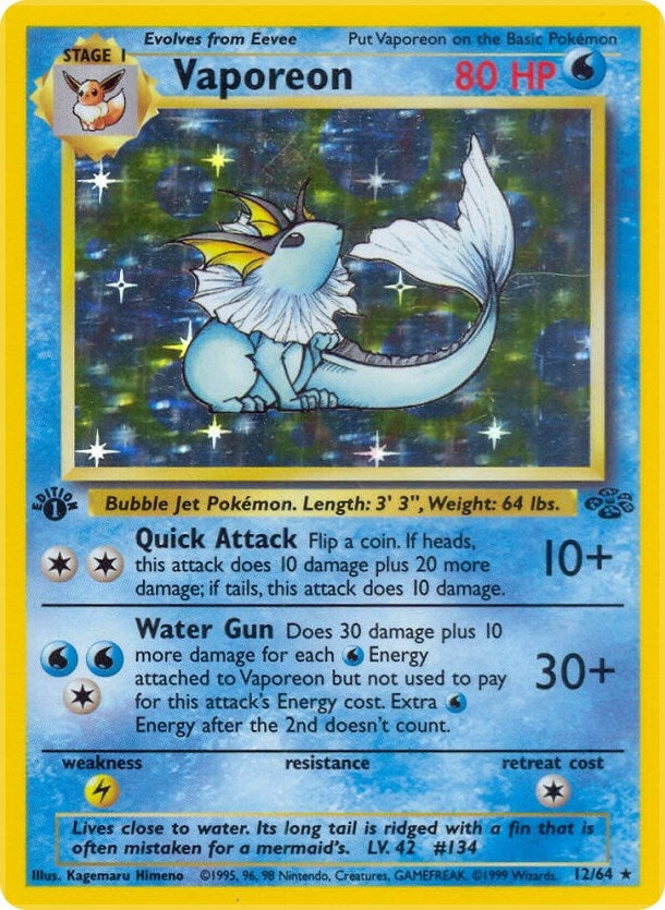 Vaporeon (12) (12/64) (Unlimited Holofoil) [Jungle]