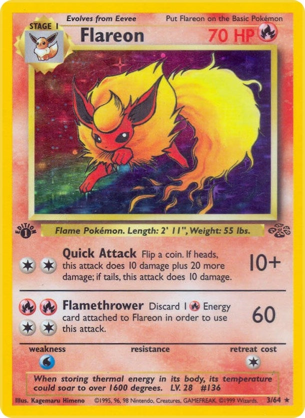 Flareon (3) (03/64) (1st Edition Holofoil) [Jungle]