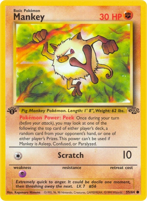 Mankey (55/64) (1st Edition) [Jungle]