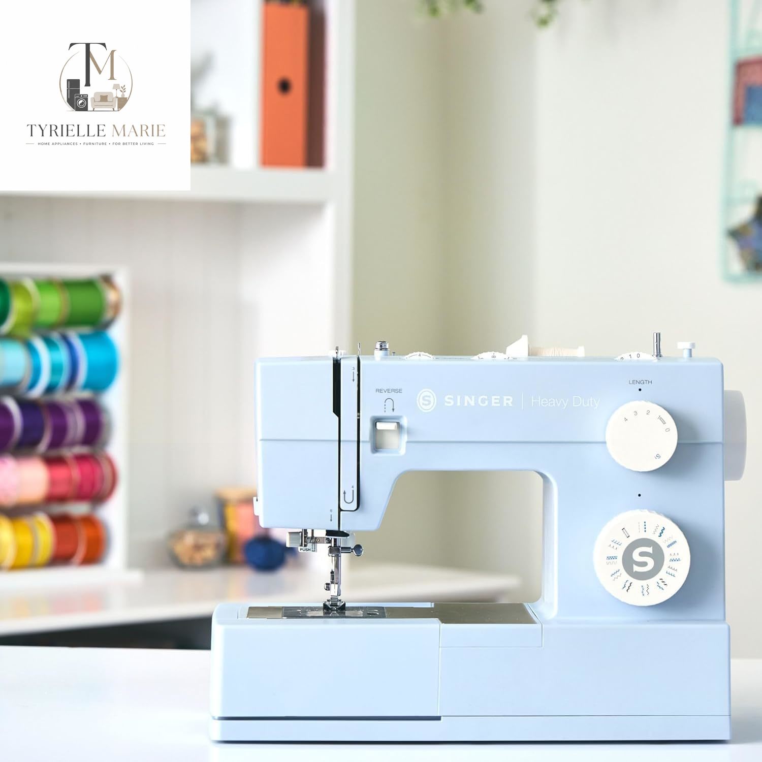4423 Meltwater Blue Heavy Duty Sewing Machine – 1,100 Stitches/Min, 97 Stitch Applications, 50% More Power & Accessories