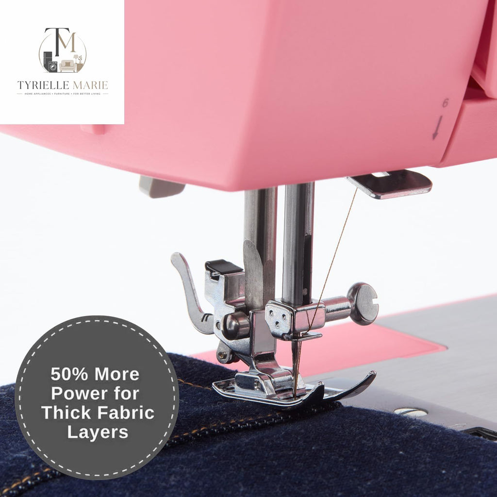 4411 Pink Heavy Duty Sewing Machine – 1,100 Stitches/Min, 60% Stronger Motor, 69 Stitch Applications & Accessory Kit