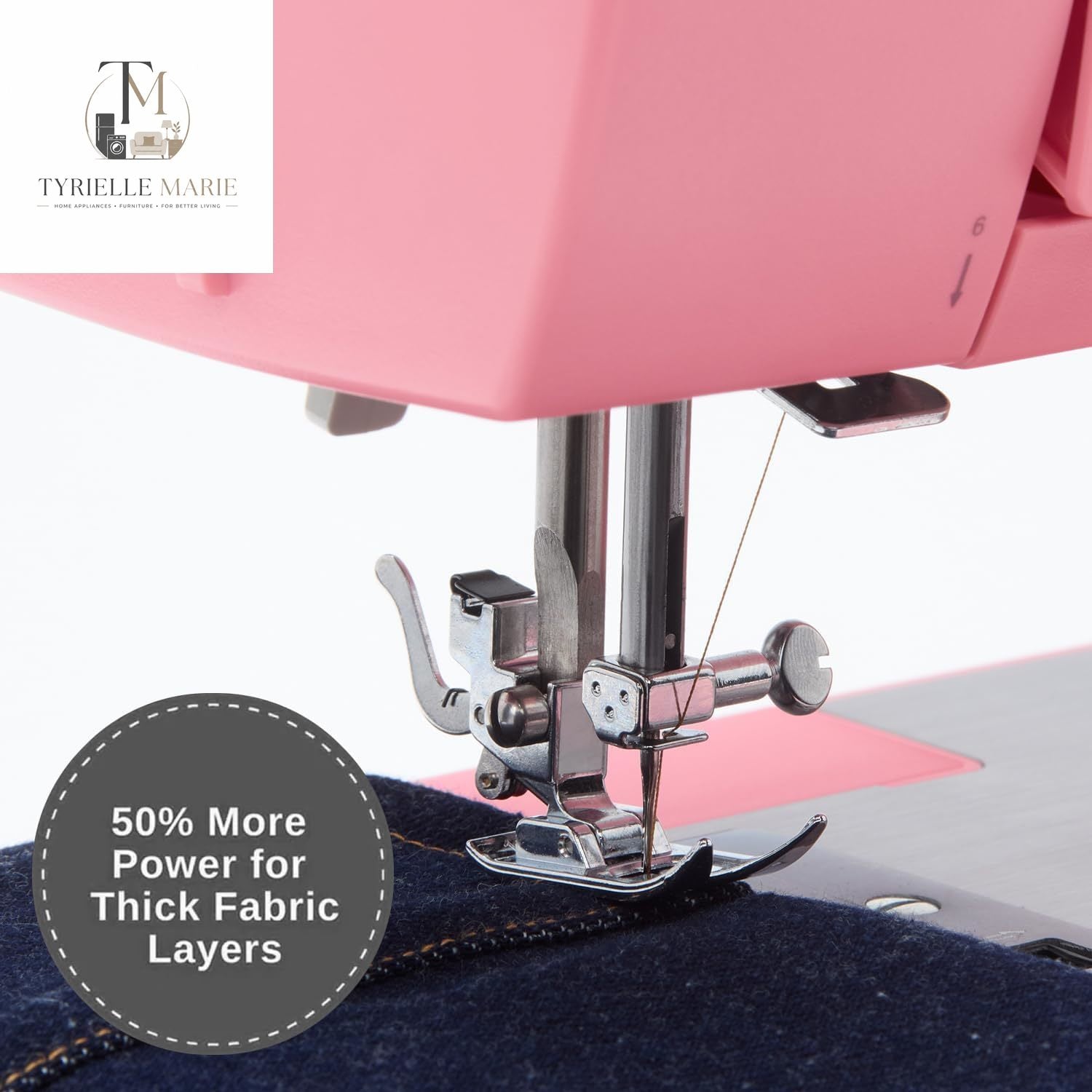 4411 Pink Heavy Duty Sewing Machine – 1,100 Stitches/Min, 60% Stronger Motor, 69 Stitch Applications & Accessory Kit