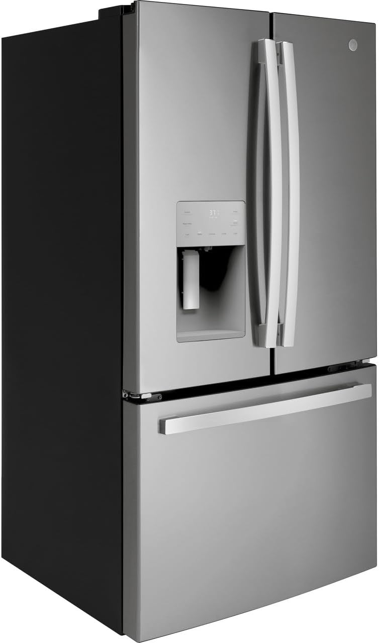 GE 25.6 Cu. Ft. French Door Refrigerator – Fingerprint Resistant Stainless Steel, Space-Saving Ice Maker & LED Interior Lighting