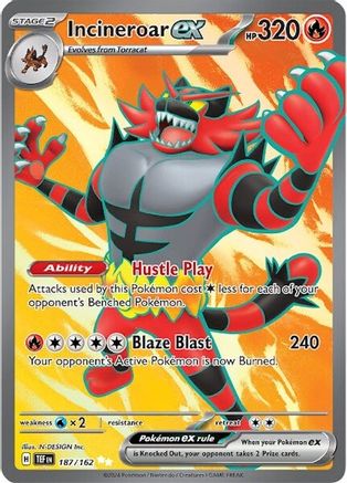 Incineroar ex 187/162  - Holofoil