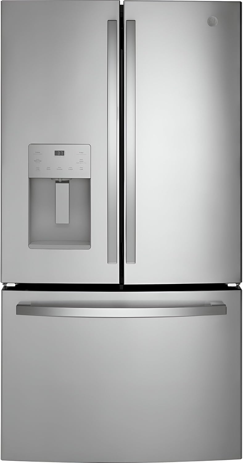 GE 25.6 Cu. Ft. French Door Refrigerator – Fingerprint Resistant Stainless Steel, Space-Saving Ice Maker & LED Interior Lighting
