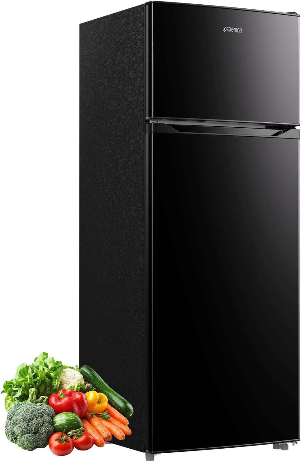 7.7 Cu. Ft. Double Door Refrigerator with Freezer – Compact Fridge with Adjustable Temperature Control, Crisper Drawer & Reversible Door