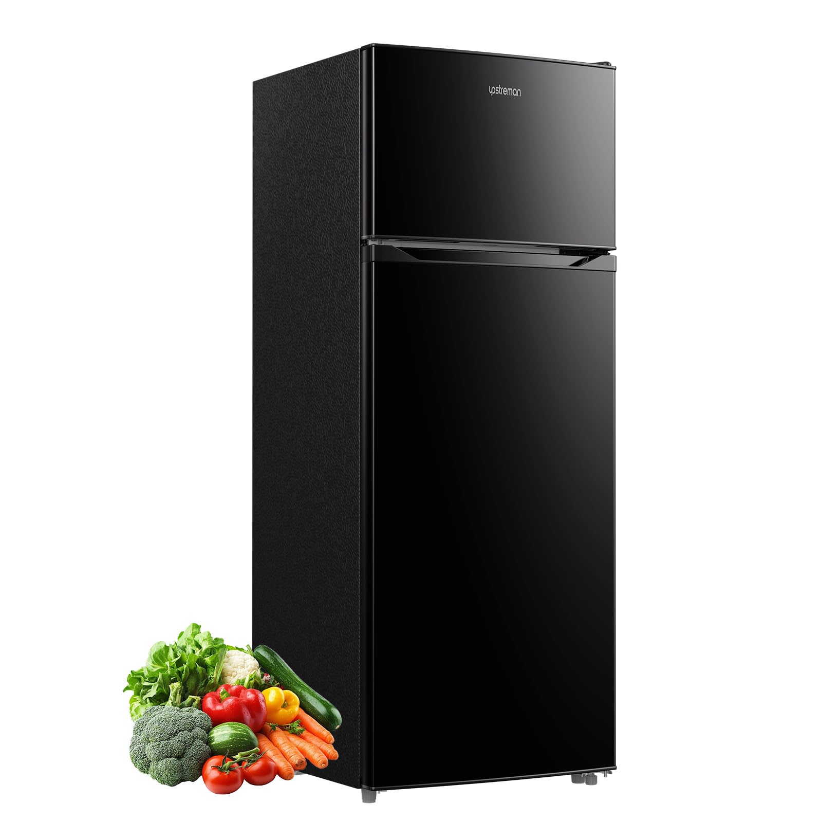 7.7 Cu. Ft. Double Door Refrigerator with Freezer – Compact Fridge with Adjustable Temperature Control, Crisper Drawer & Reversible Door