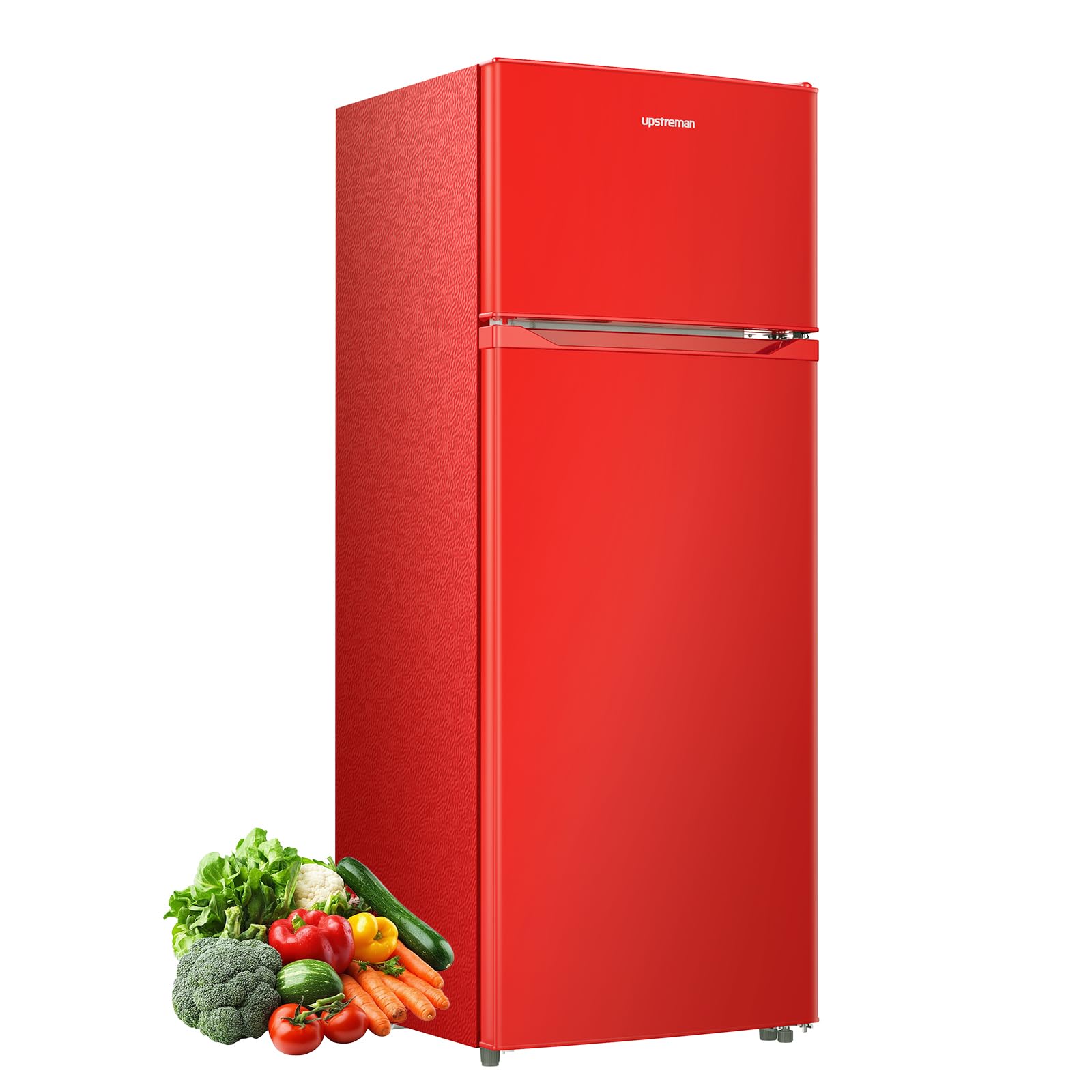 7.7 Cu. Ft. Double Door Refrigerator with Freezer – Compact Fridge with Adjustable Temperature Control, Crisper Drawer & Reversible Door