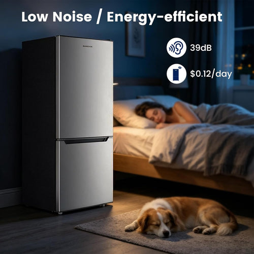7.1 Cu. Ft. Bottom Freezer Refrigerator – Compact Double Door Fridge with Adjustable Shelves, Crisper Drawer & Reversible Door