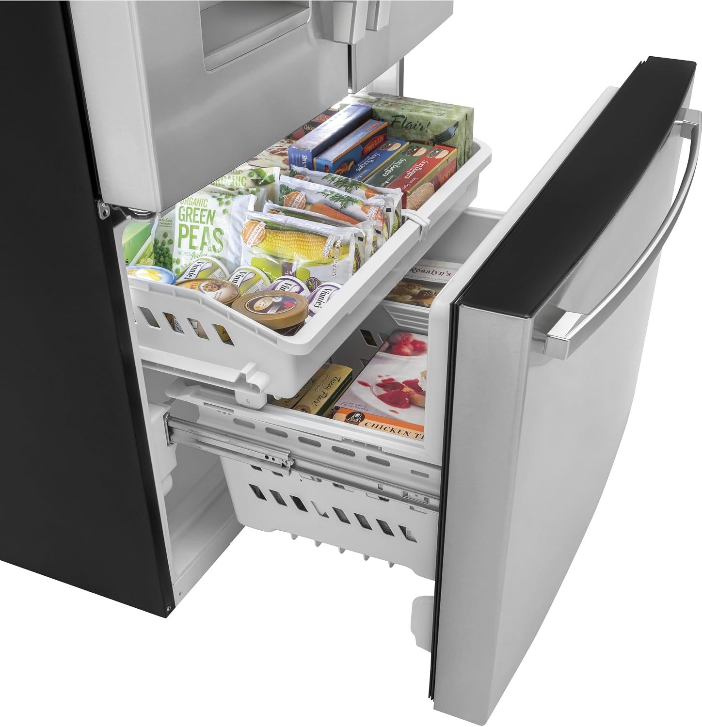 GE 25.6 Cu. Ft. French Door Refrigerator – Fingerprint Resistant Stainless Steel, Space-Saving Ice Maker & LED Interior Lighting