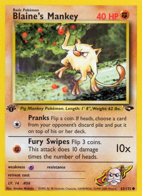 Blaine's Mankey (063/132) (Unlimited) [Gym Challenge]