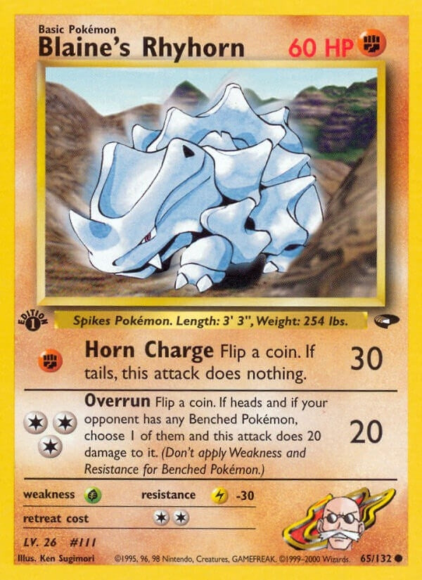 Blaine's Rhyhorn (065/132) (1st Edition) [Gym Challenge]