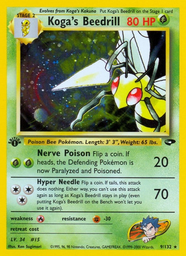 Koga's Beedrill (009/132) (Unlimited Holofoil) [Gym Challenge]