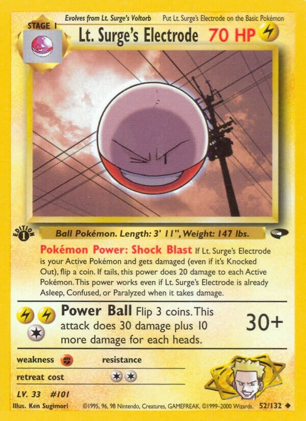 Lt. Surge's Electrode (052/132) (1st Edition) [Gym Challenge]