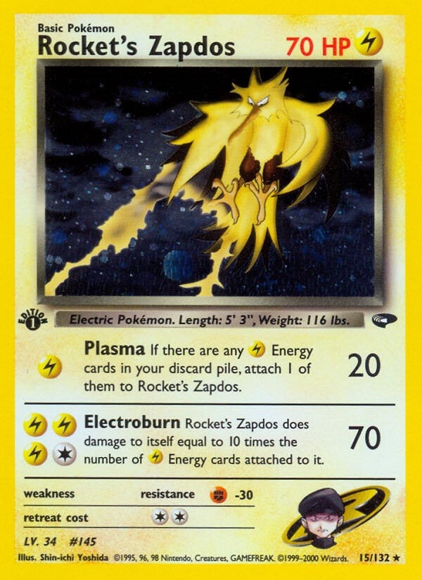 Rocket's Zapdos (015/132) (Unlimited Holofoil) [Gym Challenge]