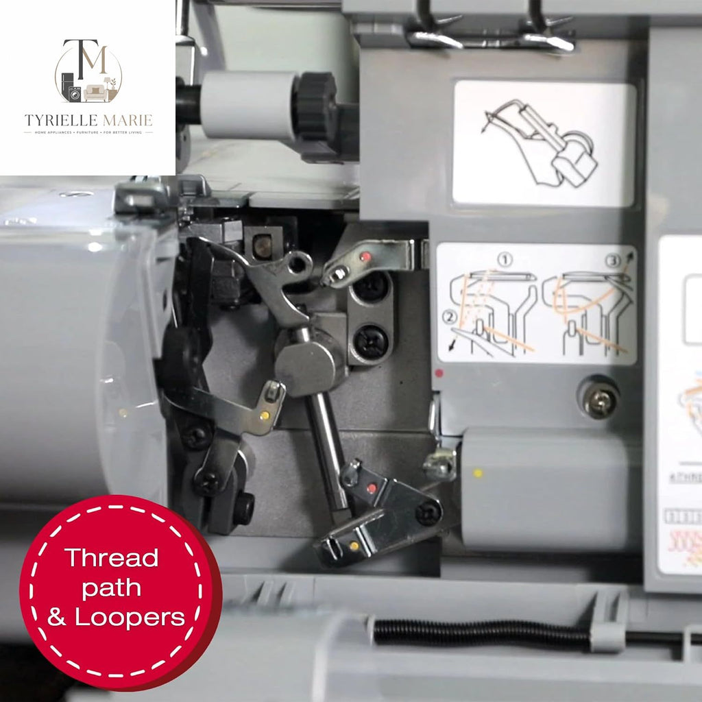 X5004-HD Heavy Duty Serger Overlock Machine – 2/3/4 Thread, 1,300 Stitches/Min, Differential Feed & Metal Frame