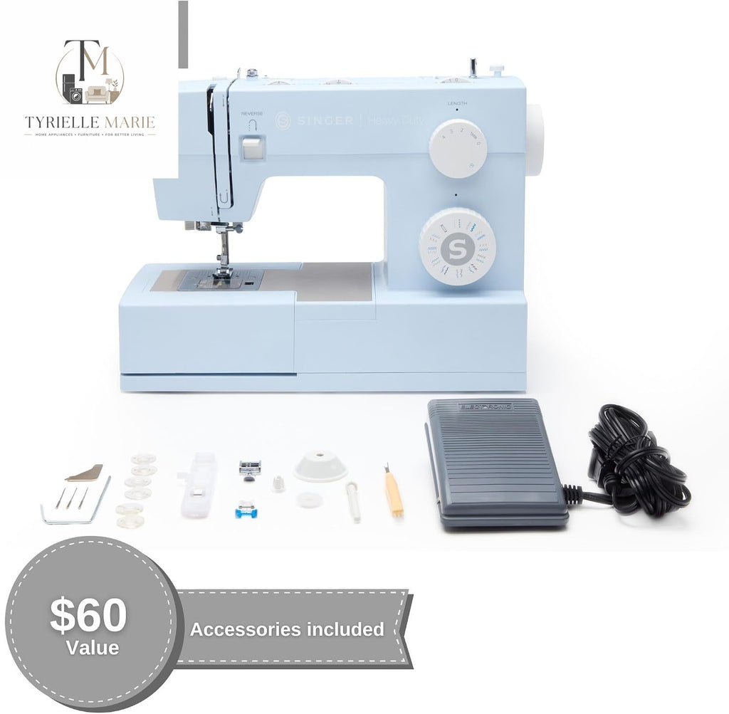 4423 Meltwater Blue Heavy Duty Sewing Machine – 1,100 Stitches/Min, 97 Stitch Applications, 50% More Power & Accessories