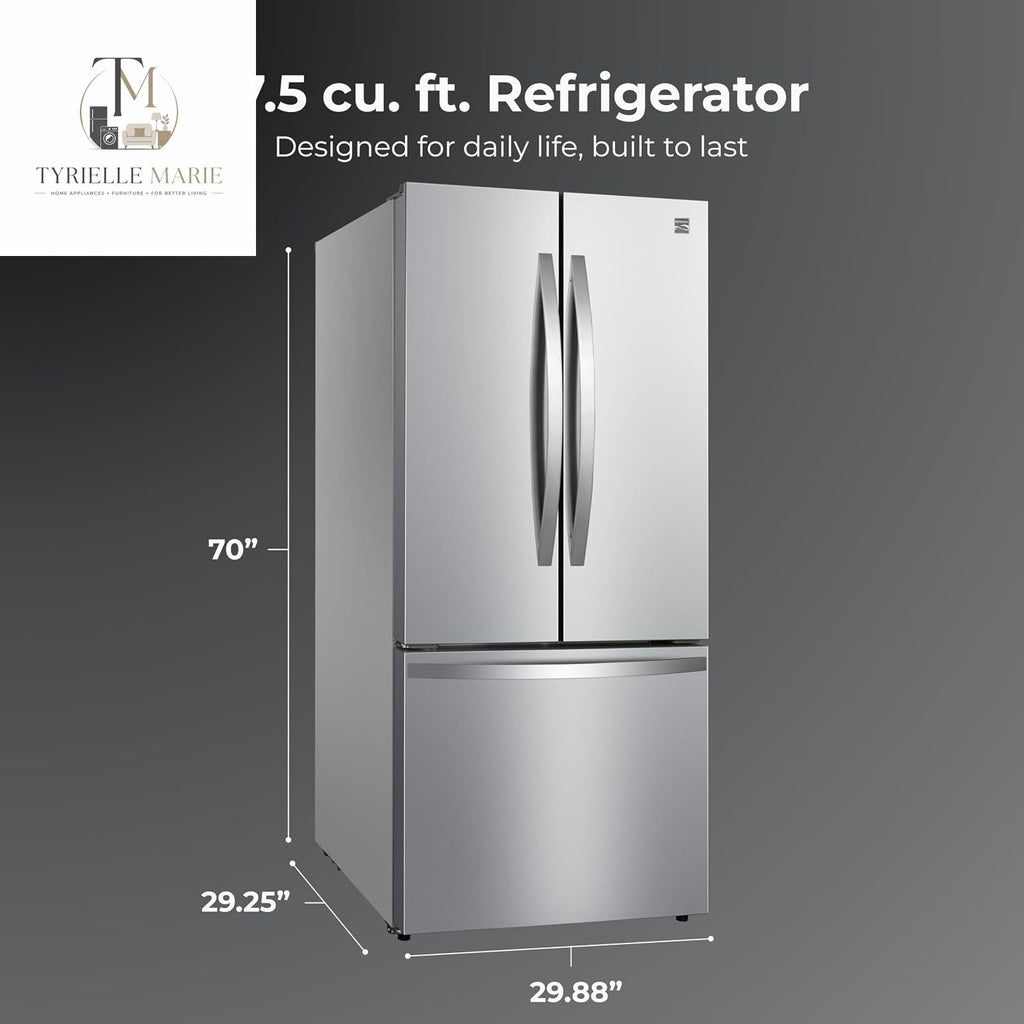 Kenmore 17.5 Cu. Ft. French Door Refrigerator – 30" Counter-Depth, Fingerprint-Resistant Stainless Steel, Ice Maker & ENERGY STAR