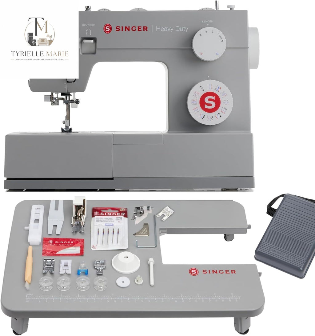 4452 Heavy Duty Sewing Machine Bundle – 1,100 Stitches/Min, 110 Stitch Applications, Extension Table & Bonus Presser Feet