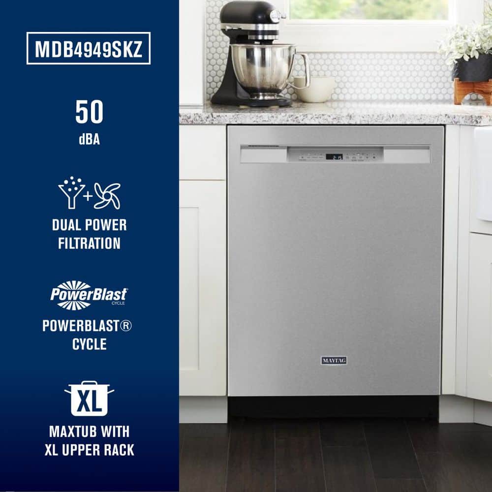 24" Built-In Dishwasher – Fingerprint-Resistant Stainless Steel, 50 dBA, Dual Power Filtration, Steam & Heated Dry