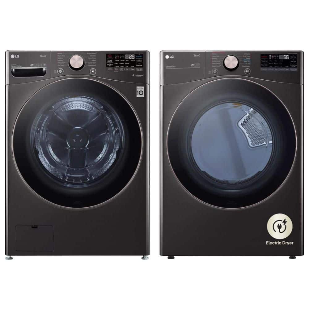4.5 Cu. Ft. Smart Front Load Washer & 7.4 Cu. Ft. Electric Dryer Set – AI Wash, TurboWash360, Steam & Black Steel